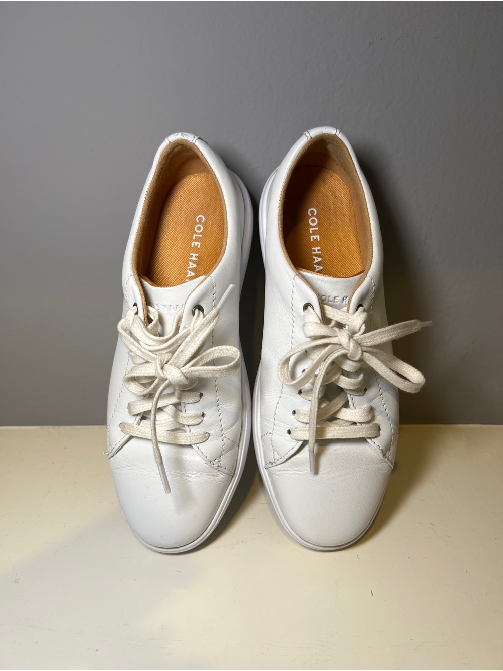 Cole Haan White Leather Sneakers with Tan Insole